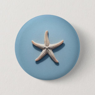 Badge Rond 5 Cm Poisson étoilé exotique avec Arrière - plan bleu