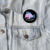 Badge Rond 5 Cm Poisson Funny à la chaudière à poisson foncé BG (En situation)