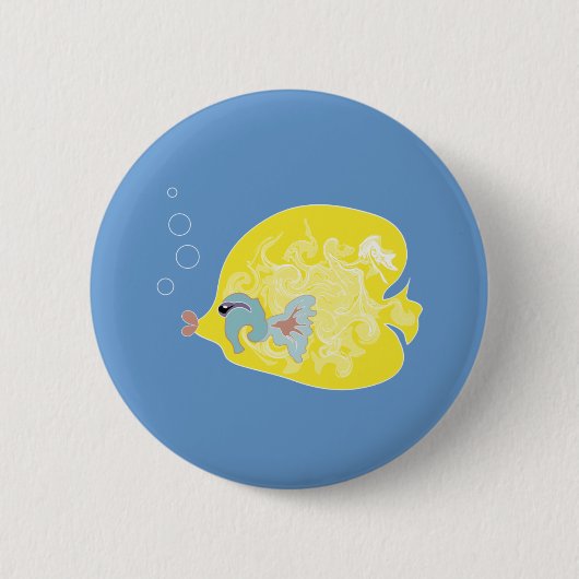 Badge Rond 5 Cm Poisson jaune (Devant)