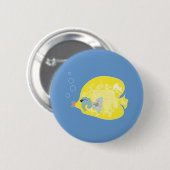 Badge Rond 5 Cm Poisson jaune (Devant & derrière)