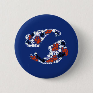 Badge Rond 5 Cm Poisson Koi En Points
