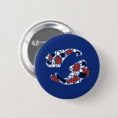Badge Rond 5 Cm Poisson Koi En Points (Devant & derrière)