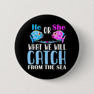 Badge Rond 5 Cm Poisson Lui Ou Poisson Son Sexe Révèle Fête Ce Que
