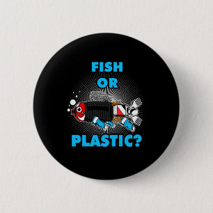 Badge Rond 5 Cm Poisson ou protection de l'environnement en plasti
