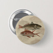 Badge Rond 5 Cm Poisson Perche rouge Art pêcheur (Devant & derrière)