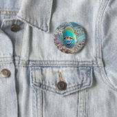 Badge Rond 5 Cm Poisson perroquet Hawaii (En situation)