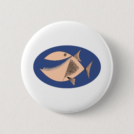 Badge Rond 5 Cm Poisson Piranha (Devant)