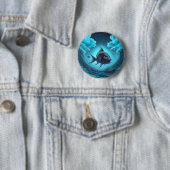 Badge Rond 5 Cm Poisson vampire dans l'océan (En situation)
