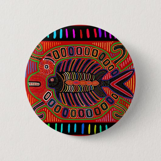 Badge Rond 5 Cm Poisson volant Cuna Indian Mola (Devant)