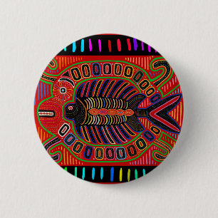 Badge Rond 5 Cm Poisson volant Cuna Indian Mola