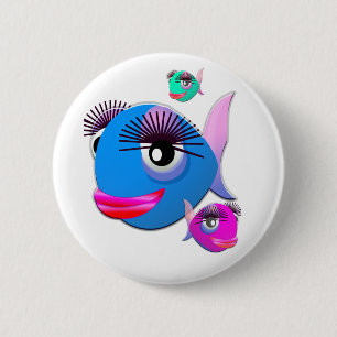 Badge Rond 5 Cm Poissons de bande dessinée avec de grands lèvres