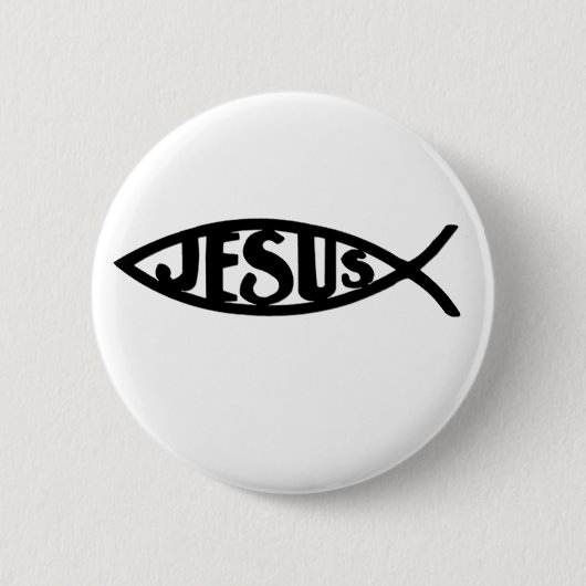 Badge Rond 5 Cm Poissons de Jésus (noir de bouton) (Devant)