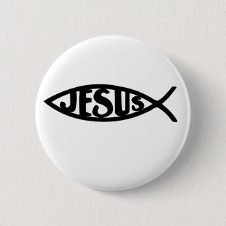 Badge Rond 5 Cm Poissons de Jésus (noir de bouton)