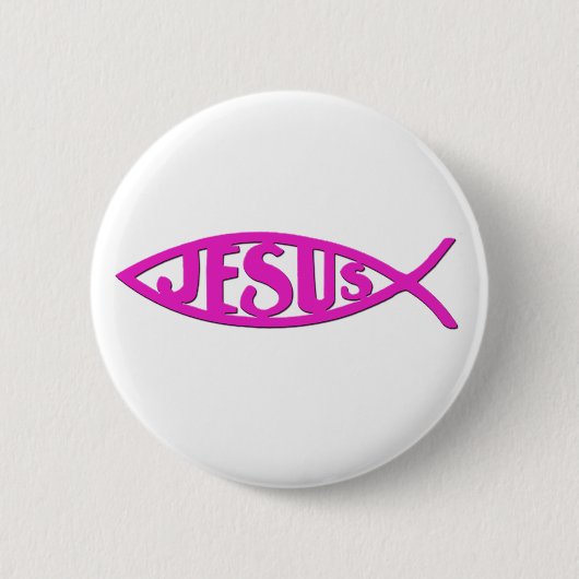 Badge Rond 5 Cm Poissons de Jésus (rose de bouton) (Devant)