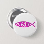 Badge Rond 5 Cm Poissons de Jésus (rose de bouton) (Devant & derrière)