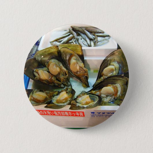 Badge Rond 5 Cm Poissons de moules géantes Tsukiji, Tokyo, Japon (Devant)