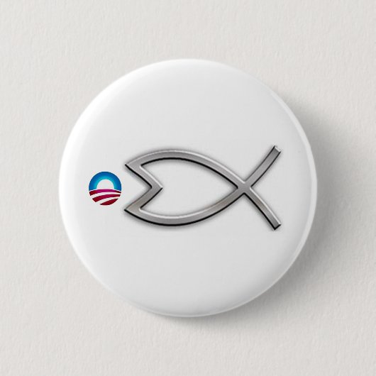 Badge Rond 5 Cm Poissons d'Obama (Devant)