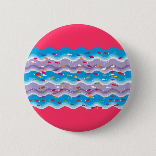 Badge Rond 5 Cm poissons en mer (Devant)