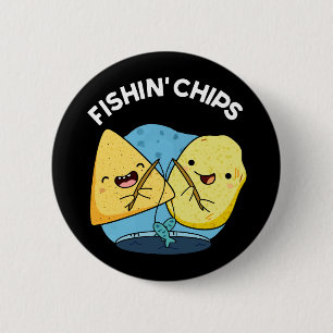 Badge Rond 5 Cm Poissons jetons drôle Nourriture jeu BG foncé
