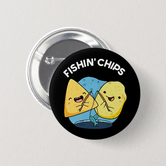 Badge Rond 5 Cm Poissons jetons drôle Nourriture jeu BG foncé (Devant & derrière)