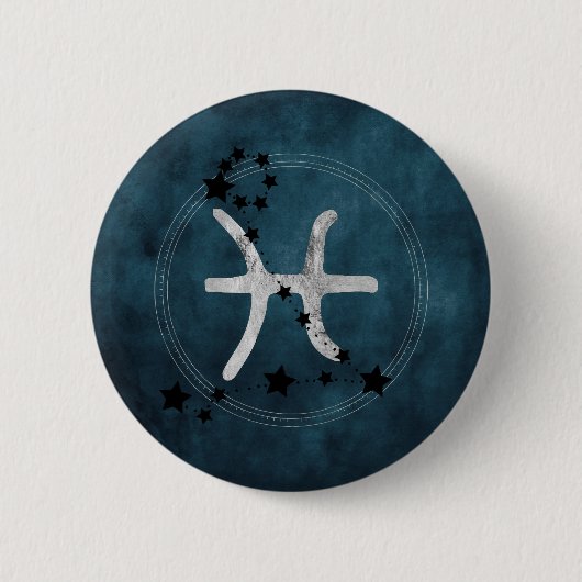 Badge Rond 5 Cm Poissons noir et argent étoiles de constellation d (Devant)