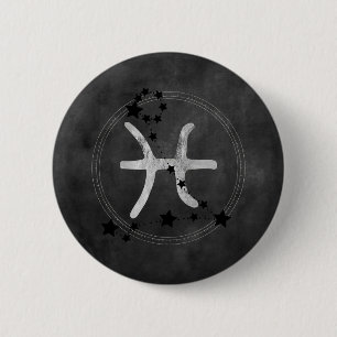 Badge Rond 5 Cm Poissons noir et argent étoiles de constellation d