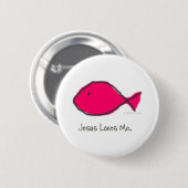 Badge Rond 5 Cm Poissons roses de Jésus (Devant & derrière)