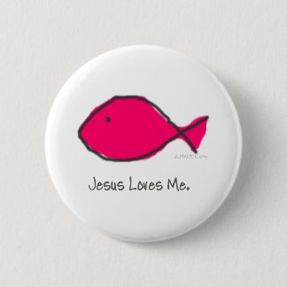 Badge Rond 5 Cm Poissons roses de Jésus