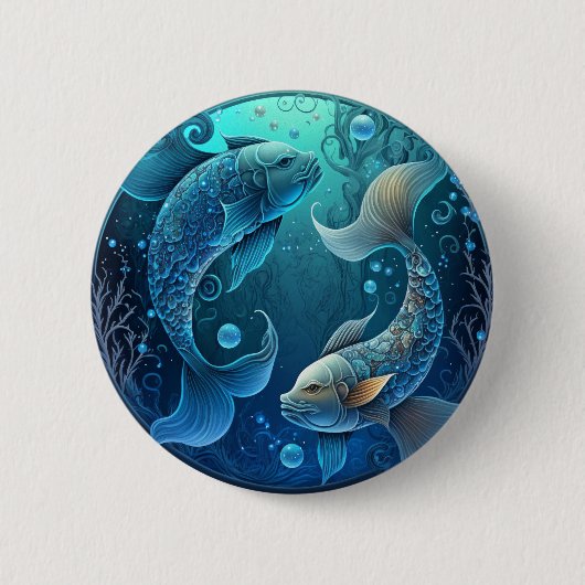 Badge Rond 5 Cm Poissons Zodiac (Devant)