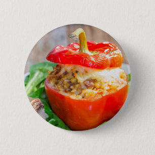 Badge Rond 5 Cm Poivrons farcis cuits au four avec sauce viande et
