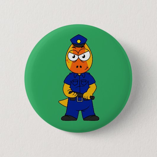 Badge Rond 5 Cm Police de Pachycéphalosaure. (Devant)