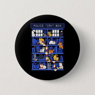 Badge Rond 5 Cm Police Public Cat Box Funny Kitten Cat Doctor Libr