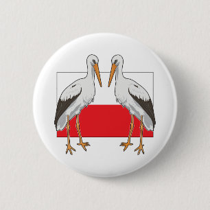 Badge Rond 5 Cm Polish white stork