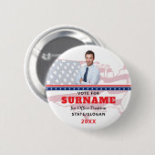 Badge Rond 5 Cm Political Election Red Campaign Custom Candidate (Devant & derrière)