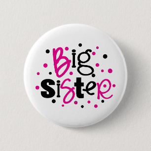 Badge Rond 5 Cm Polkadot de noir de rose de GRANDE SOEUR