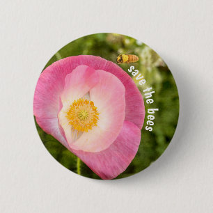 Badge Rond 5 Cm Pollinateur Sauvez les abeilles Fleurs sauvages de