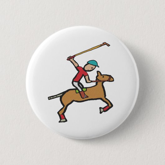 Badge Rond 5 Cm Polo Jouer cheval et cavalier (Devant)
