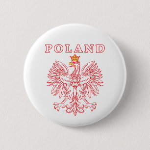 Badge Rond 5 Cm Pologne avec aigle rouge polonais