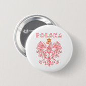 Badge Rond 5 Cm Polska Avec Aigle Rouge Polonais (Devant & derrière)