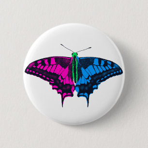 Badge Rond 5 Cm Polysexual Pride Flag Swallowtail Butterfly