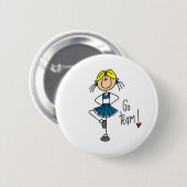 Badge Rond 5 Cm Pom-pom girl bleu (Devant & derrière)