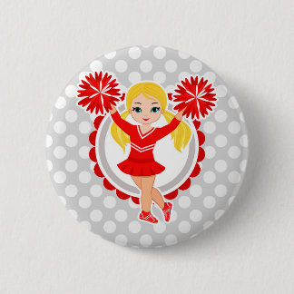 Badge Rond 5 Cm Pom-pom girl - Blonde Rouge mignonne