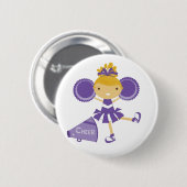 Badge Rond 5 Cm Pom-pom girl dans le pourpre (Devant & derrière)