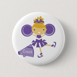 Badge Rond 5 Cm Pom-pom girl dans le pourpre