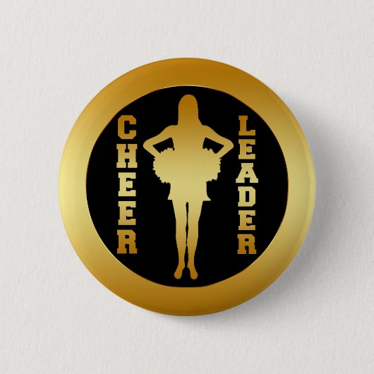 BADGE ROND 5 CM POM-POM GIRL D'OR (Devant)