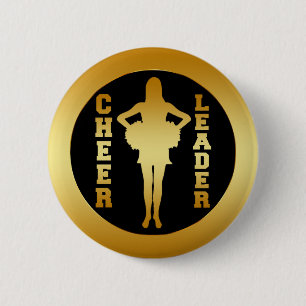 BADGE ROND 5 CM POM-POM GIRL D'OR