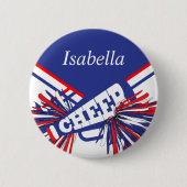 Badge Rond 5 Cm Pom-pom girl en bleu, blanc et rouge (Devant)