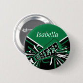 Badge Rond 5 Cm Pom-pom girl en vert, noir et blanc (Devant & derrière)