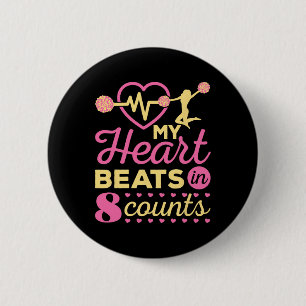 Badge Rond 5 Cm Pom-pom girl Mon cœur bat en 8 temps Pom-pom girls