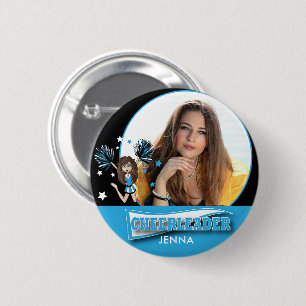 Badge Rond 5 Cm Pom-pom girl - Photo do-it-yourself - Bleu Bébé